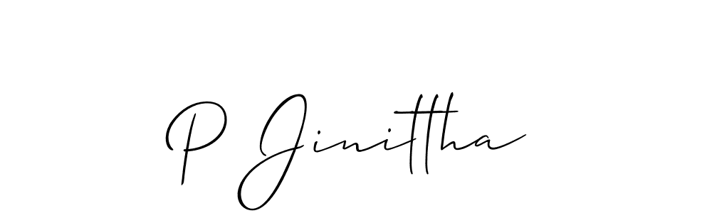 if you are searching for the best signature style for your name P Jinittha. so please give up your signature search. here we have designed multiple signature styles  using Allison_Script. P Jinittha signature style 2 images and pictures png