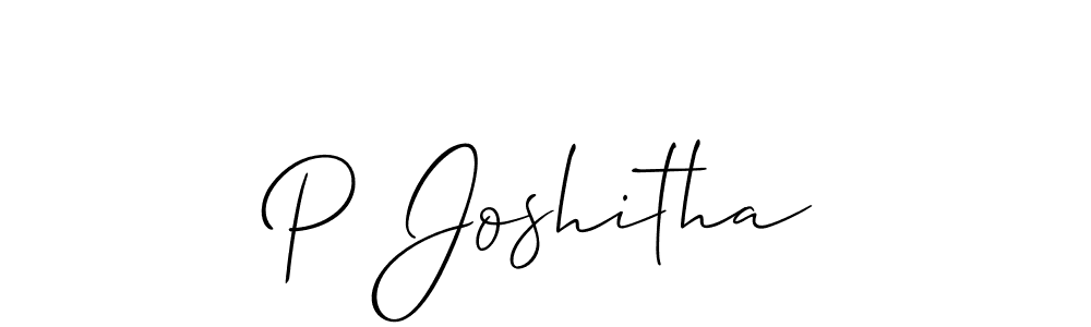 How to make P Joshitha name signature. Use Allison_Script style for creating short signs online. This is the latest handwritten sign. P Joshitha signature style 2 images and pictures png