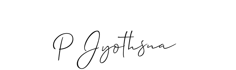 How to make P Jyothsna signature? Allison_Script is a professional autograph style. Create handwritten signature for P Jyothsna name. P Jyothsna signature style 2 images and pictures png