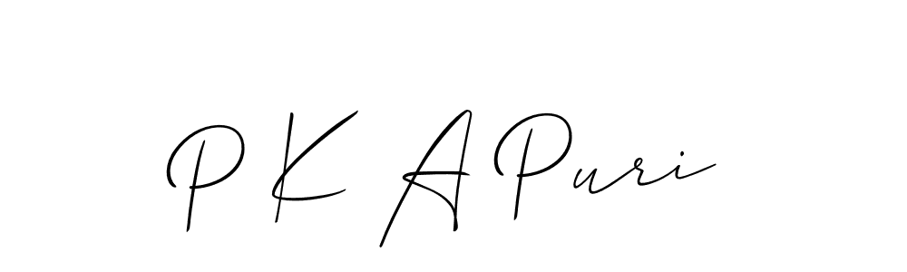 P K A Puri stylish signature style. Best Handwritten Sign (Allison_Script) for my name. Handwritten Signature Collection Ideas for my name P K A Puri. P K A Puri signature style 2 images and pictures png