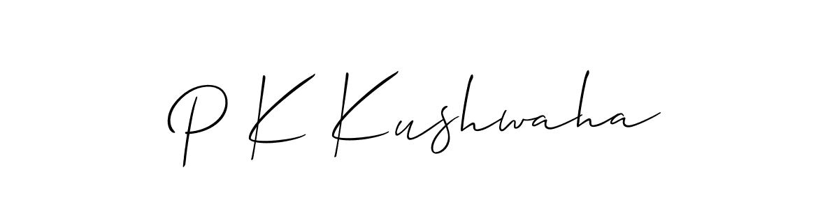 The best way (Allison_Script) to make a short signature is to pick only two or three words in your name. The name P K Kushwaha include a total of six letters. For converting this name. P K Kushwaha signature style 2 images and pictures png