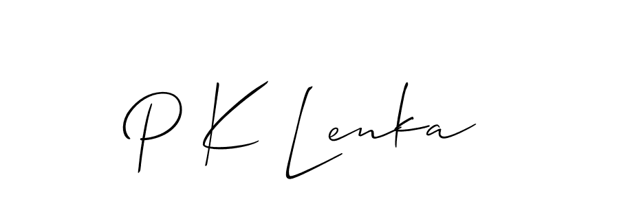 How to make P K Lenka name signature. Use Allison_Script style for creating short signs online. This is the latest handwritten sign. P K Lenka signature style 2 images and pictures png