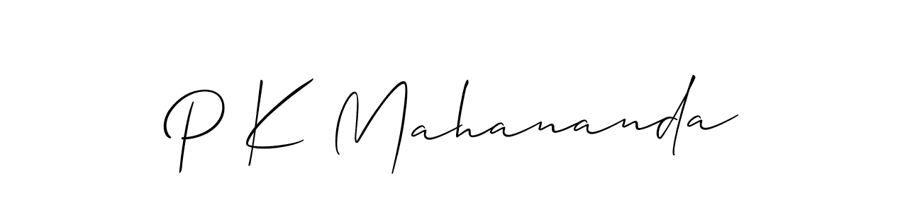 Allison_Script is a professional signature style that is perfect for those who want to add a touch of class to their signature. It is also a great choice for those who want to make their signature more unique. Get P K Mahananda name to fancy signature for free. P K Mahananda signature style 2 images and pictures png