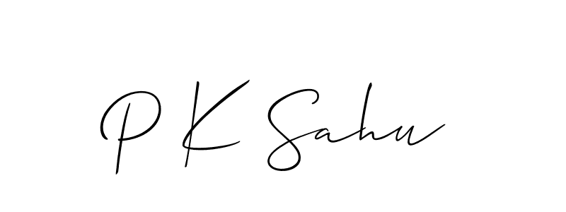 Create a beautiful signature design for name P K Sahu. With this signature (Allison_Script) fonts, you can make a handwritten signature for free. P K Sahu signature style 2 images and pictures png