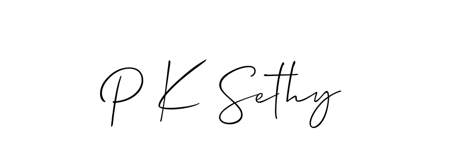Create a beautiful signature design for name P K Sethy. With this signature (Allison_Script) fonts, you can make a handwritten signature for free. P K Sethy signature style 2 images and pictures png
