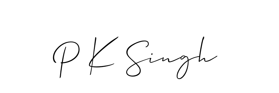 Use a signature maker to create a handwritten signature online. With this signature software, you can design (Allison_Script) your own signature for name P K Singh. P K Singh signature style 2 images and pictures png