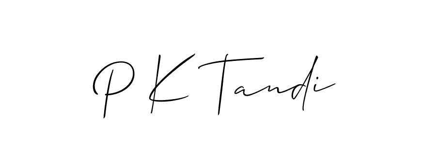 Use a signature maker to create a handwritten signature online. With this signature software, you can design (Allison_Script) your own signature for name P K Tandi. P K Tandi signature style 2 images and pictures png