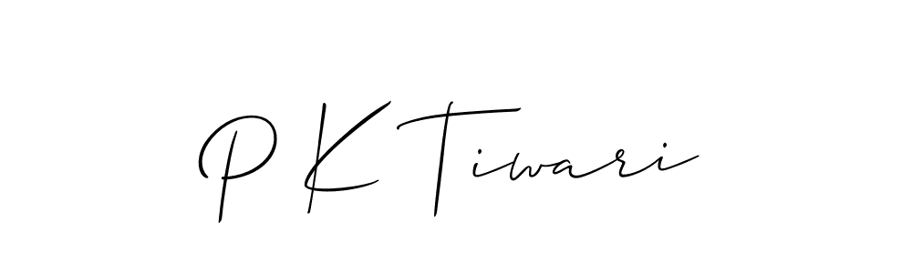 Make a beautiful signature design for name P K Tiwari. With this signature (Allison_Script) style, you can create a handwritten signature for free. P K Tiwari signature style 2 images and pictures png