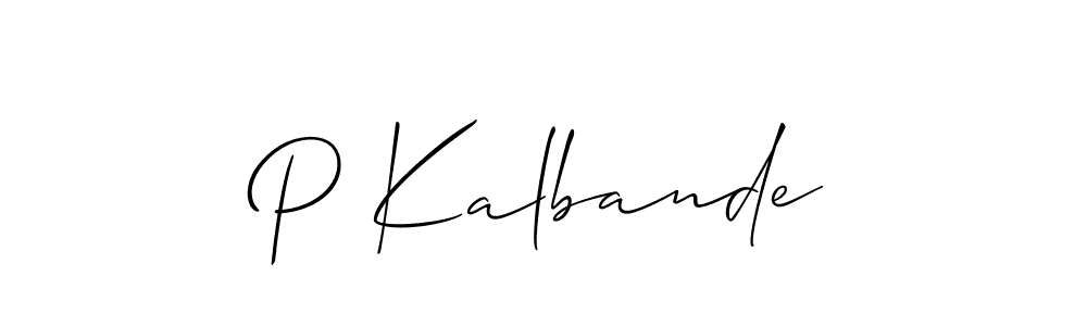 It looks lik you need a new signature style for name P Kalbande. Design unique handwritten (Allison_Script) signature with our free signature maker in just a few clicks. P Kalbande signature style 2 images and pictures png