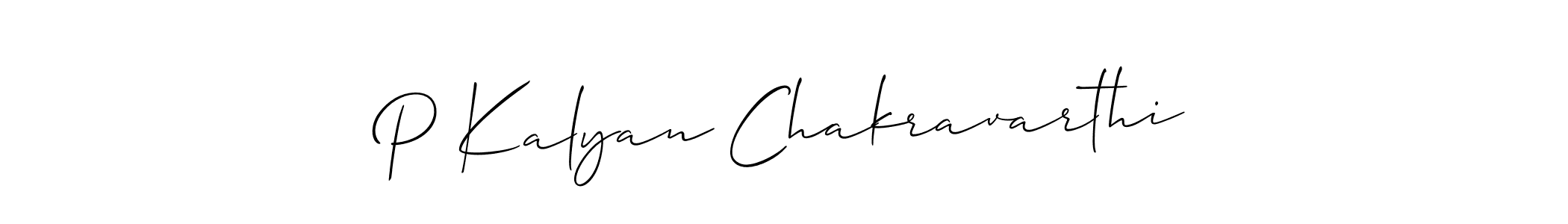 How to make P Kalyan Chakravarthi name signature. Use Allison_Script style for creating short signs online. This is the latest handwritten sign. P Kalyan Chakravarthi signature style 2 images and pictures png