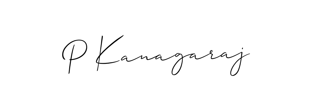 Use a signature maker to create a handwritten signature online. With this signature software, you can design (Allison_Script) your own signature for name P Kanagaraj. P Kanagaraj signature style 2 images and pictures png