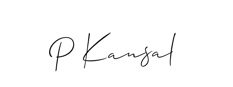 Also You can easily find your signature by using the search form. We will create P Kansal name handwritten signature images for you free of cost using Allison_Script sign style. P Kansal signature style 2 images and pictures png