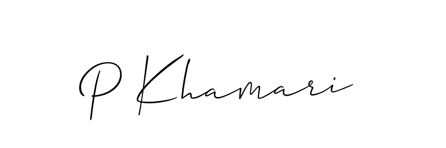 Also we have P Khamari name is the best signature style. Create professional handwritten signature collection using Allison_Script autograph style. P Khamari signature style 2 images and pictures png