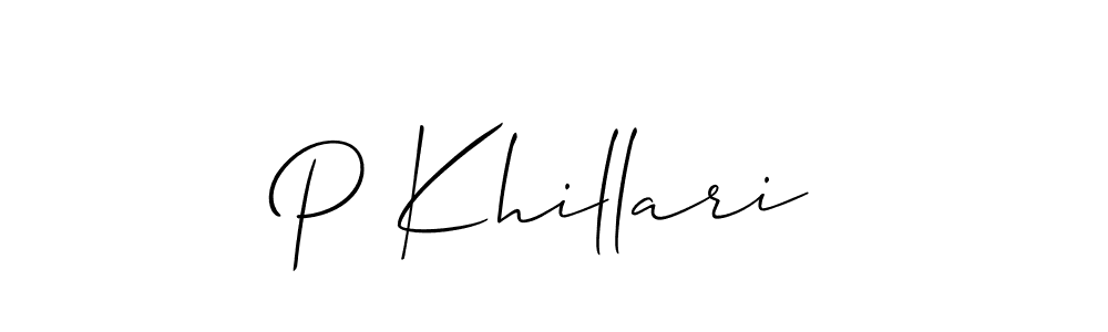 Make a beautiful signature design for name P Khillari. With this signature (Allison_Script) style, you can create a handwritten signature for free. P Khillari signature style 2 images and pictures png