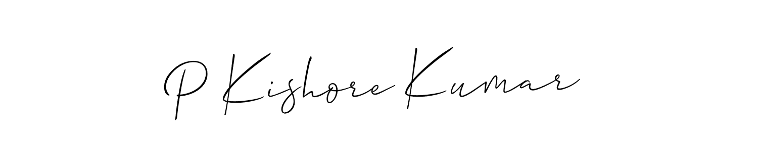 Use a signature maker to create a handwritten signature online. With this signature software, you can design (Allison_Script) your own signature for name P Kishore Kumar. P Kishore Kumar signature style 2 images and pictures png