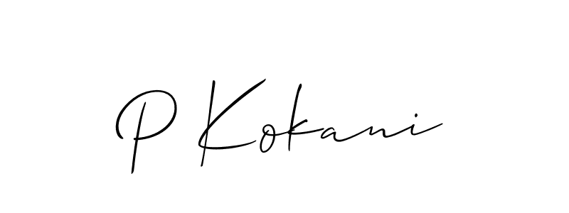 How to make P Kokani name signature. Use Allison_Script style for creating short signs online. This is the latest handwritten sign. P Kokani signature style 2 images and pictures png