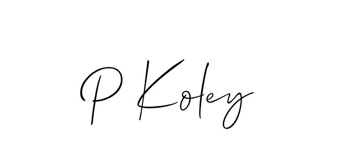 Use a signature maker to create a handwritten signature online. With this signature software, you can design (Allison_Script) your own signature for name P Koley. P Koley signature style 2 images and pictures png