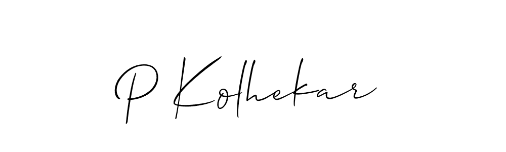 if you are searching for the best signature style for your name P Kolhekar. so please give up your signature search. here we have designed multiple signature styles  using Allison_Script. P Kolhekar signature style 2 images and pictures png