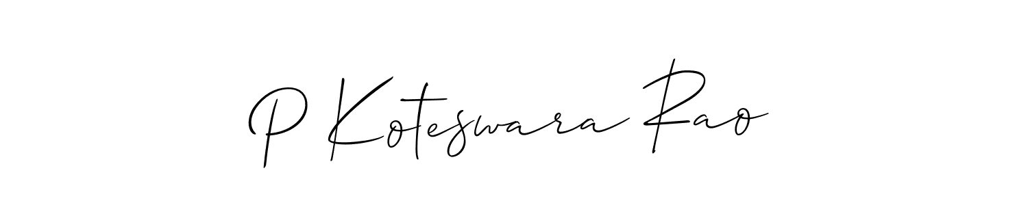 Make a short P Koteswara Rao signature style. Manage your documents anywhere anytime using Allison_Script. Create and add eSignatures, submit forms, share and send files easily. P Koteswara Rao signature style 2 images and pictures png