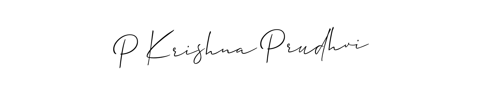 Make a short P Krishna Prudhvi signature style. Manage your documents anywhere anytime using Allison_Script. Create and add eSignatures, submit forms, share and send files easily. P Krishna Prudhvi signature style 2 images and pictures png