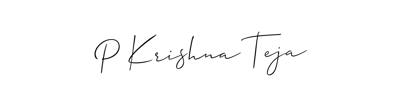 How to make P Krishna Teja name signature. Use Allison_Script style for creating short signs online. This is the latest handwritten sign. P Krishna Teja signature style 2 images and pictures png