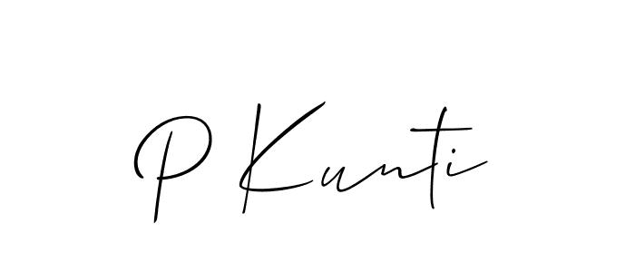 Use a signature maker to create a handwritten signature online. With this signature software, you can design (Allison_Script) your own signature for name P Kunti. P Kunti signature style 2 images and pictures png