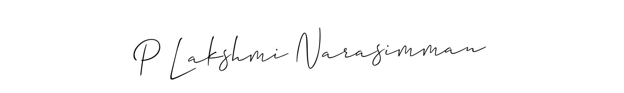 You should practise on your own different ways (Allison_Script) to write your name (P Lakshmi Narasimman) in signature. don't let someone else do it for you. P Lakshmi Narasimman signature style 2 images and pictures png