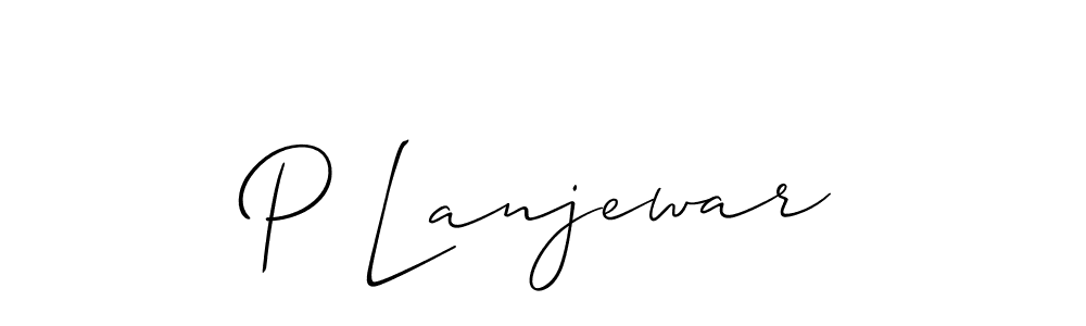 How to make P Lanjewar signature? Allison_Script is a professional autograph style. Create handwritten signature for P Lanjewar name. P Lanjewar signature style 2 images and pictures png