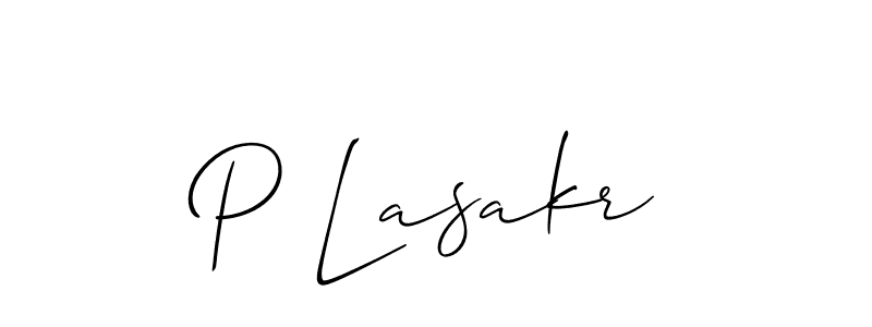 Make a beautiful signature design for name P Lasakr. With this signature (Allison_Script) style, you can create a handwritten signature for free. P Lasakr signature style 2 images and pictures png