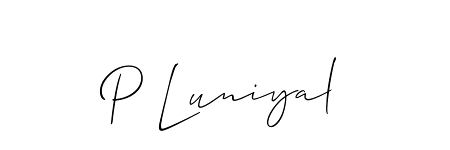 Make a beautiful signature design for name P Luniyal. Use this online signature maker to create a handwritten signature for free. P Luniyal signature style 2 images and pictures png