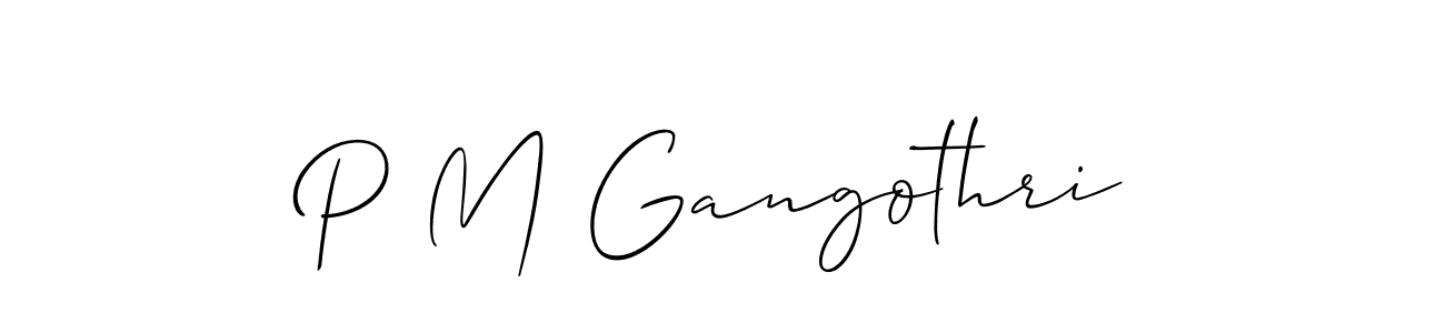 How to make P M Gangothri name signature. Use Allison_Script style for creating short signs online. This is the latest handwritten sign. P M Gangothri signature style 2 images and pictures png