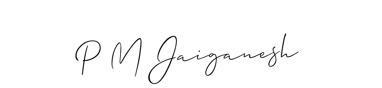 if you are searching for the best signature style for your name P M Jaiganesh. so please give up your signature search. here we have designed multiple signature styles  using Allison_Script. P M Jaiganesh signature style 2 images and pictures png