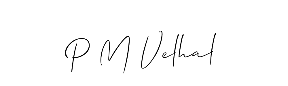 The best way (Allison_Script) to make a short signature is to pick only two or three words in your name. The name P M Velhal include a total of six letters. For converting this name. P M Velhal signature style 2 images and pictures png