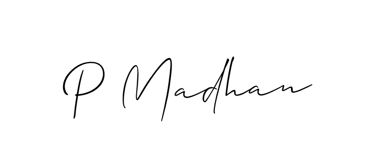 Best and Professional Signature Style for P Madhan. Allison_Script Best Signature Style Collection. P Madhan signature style 2 images and pictures png