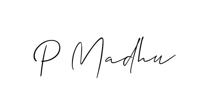 How to make P Madhu signature? Allison_Script is a professional autograph style. Create handwritten signature for P Madhu name. P Madhu signature style 2 images and pictures png