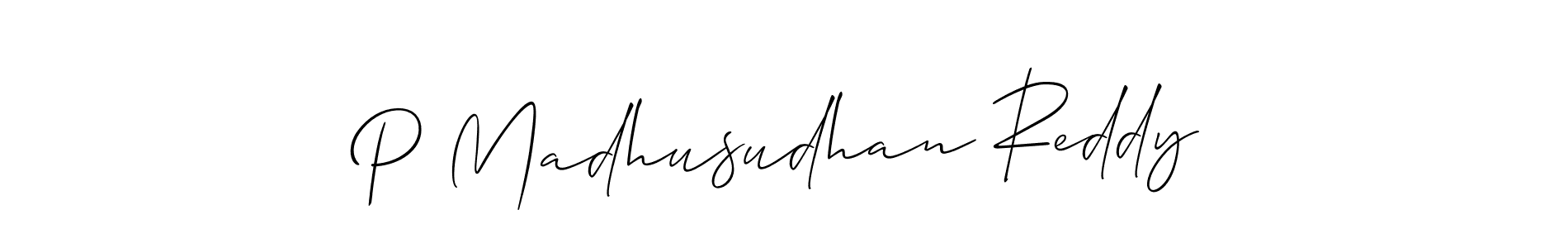 Make a beautiful signature design for name P Madhusudhan Reddy. With this signature (Allison_Script) style, you can create a handwritten signature for free. P Madhusudhan Reddy signature style 2 images and pictures png