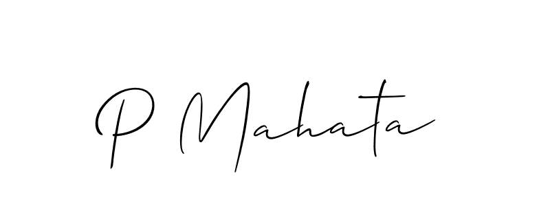 The best way (Allison_Script) to make a short signature is to pick only two or three words in your name. The name P Mahata include a total of six letters. For converting this name. P Mahata signature style 2 images and pictures png