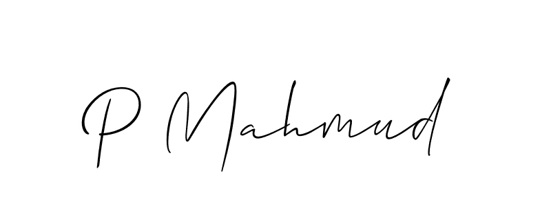 The best way (Allison_Script) to make a short signature is to pick only two or three words in your name. The name P Mahmud include a total of six letters. For converting this name. P Mahmud signature style 2 images and pictures png