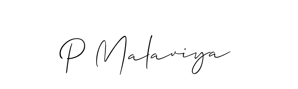 Create a beautiful signature design for name P Malaviya. With this signature (Allison_Script) fonts, you can make a handwritten signature for free. P Malaviya signature style 2 images and pictures png