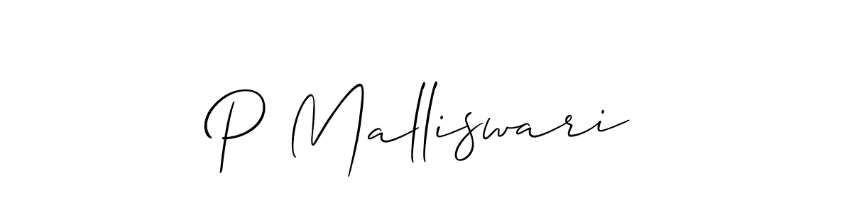 Also You can easily find your signature by using the search form. We will create P Malliswari name handwritten signature images for you free of cost using Allison_Script sign style. P Malliswari signature style 2 images and pictures png