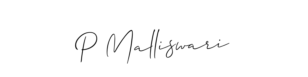Also we have P Malliswari name is the best signature style. Create professional handwritten signature collection using Allison_Script autograph style. P Malliswari signature style 2 images and pictures png