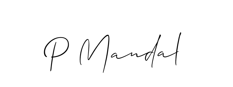 Use a signature maker to create a handwritten signature online. With this signature software, you can design (Allison_Script) your own signature for name P Mandal. P Mandal signature style 2 images and pictures png