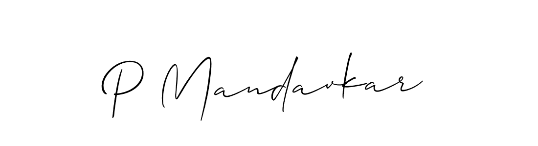 You should practise on your own different ways (Allison_Script) to write your name (P Mandavkar) in signature. don't let someone else do it for you. P Mandavkar signature style 2 images and pictures png