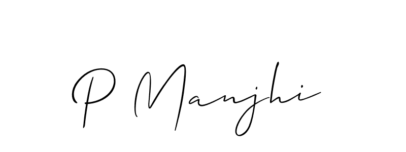 Use a signature maker to create a handwritten signature online. With this signature software, you can design (Allison_Script) your own signature for name P Manjhi. P Manjhi signature style 2 images and pictures png
