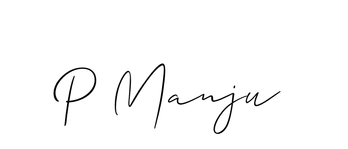 Create a beautiful signature design for name P Manju. With this signature (Allison_Script) fonts, you can make a handwritten signature for free. P Manju signature style 2 images and pictures png