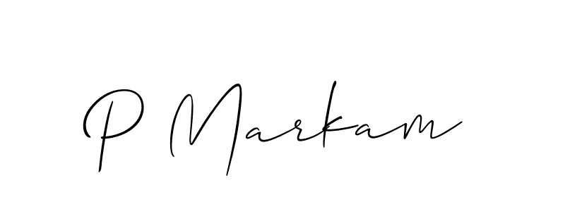 Design your own signature with our free online signature maker. With this signature software, you can create a handwritten (Allison_Script) signature for name P Markam. P Markam signature style 2 images and pictures png