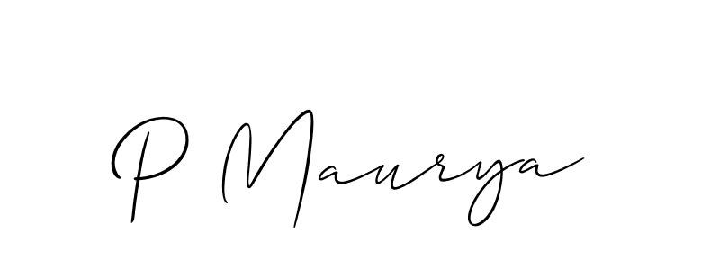 How to make P Maurya name signature. Use Allison_Script style for creating short signs online. This is the latest handwritten sign. P Maurya signature style 2 images and pictures png