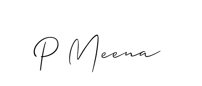 Also we have P Meena name is the best signature style. Create professional handwritten signature collection using Allison_Script autograph style. P Meena signature style 2 images and pictures png