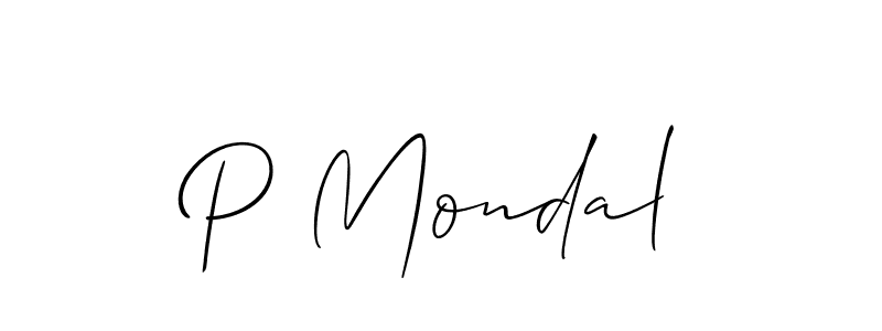 Use a signature maker to create a handwritten signature online. With this signature software, you can design (Allison_Script) your own signature for name P Mondal. P Mondal signature style 2 images and pictures png