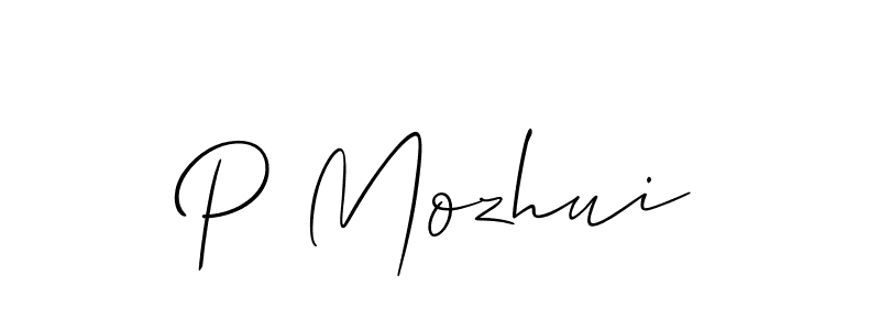 How to make P Mozhui signature? Allison_Script is a professional autograph style. Create handwritten signature for P Mozhui name. P Mozhui signature style 2 images and pictures png